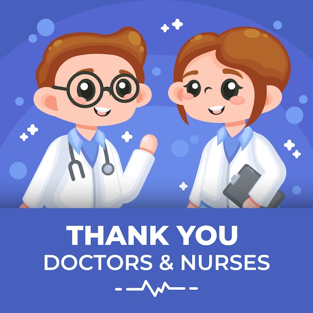 Free vector thank you doctors and nurses illustration