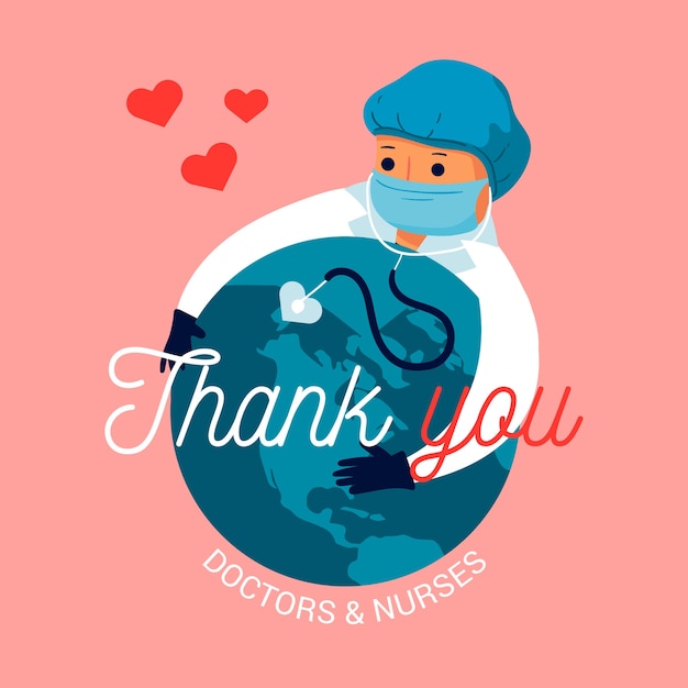 Thank you doctors and nurses message concept