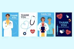 Free vector thank you doctors and nurses postcard collection