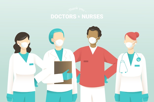 Free vector thank you doctors and nurses supportive message design