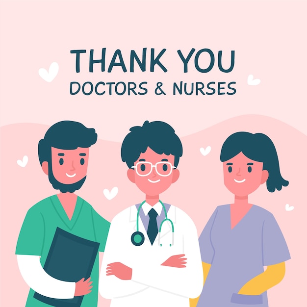 Free vector thank you doctors and nurses theme