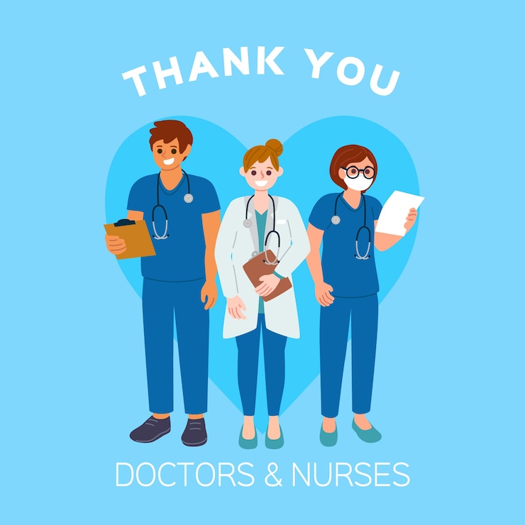 Free Vector thank you doctors and nurses
