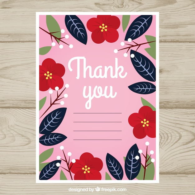 Free vector thank you floral card