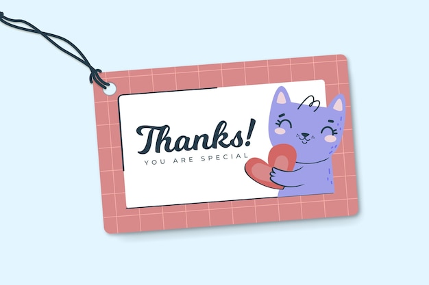 Thank you label template with cat