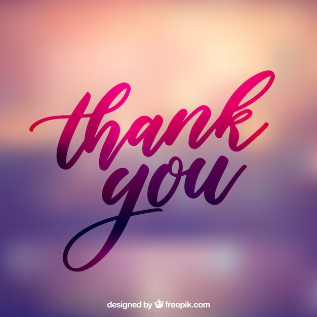 Free vector thank you lettering with blurred background