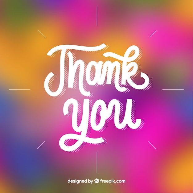 Thank you lettering with blurred background