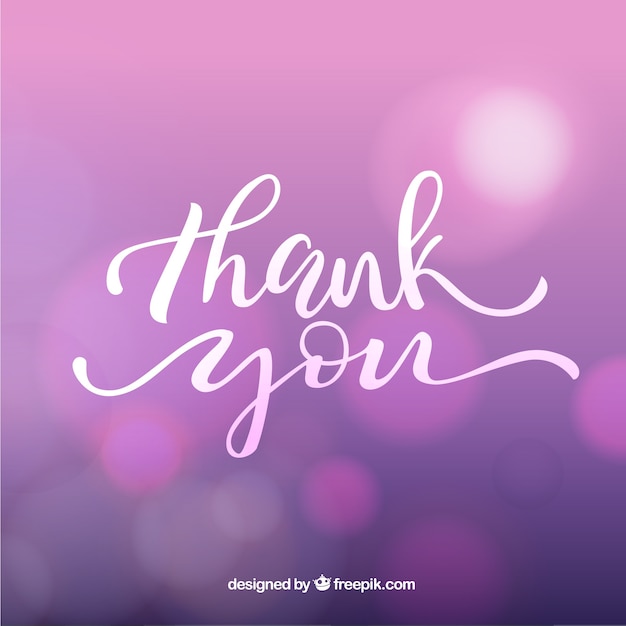 Thank you lettering with blurred background