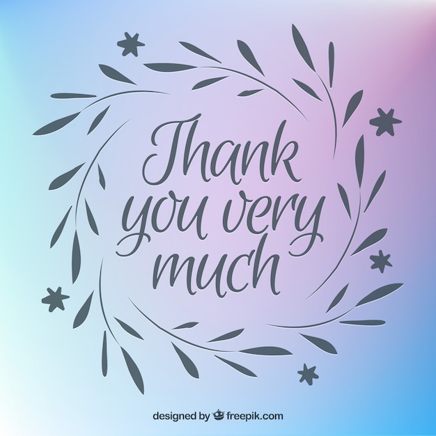 Free vector thank you lettering with blurred background