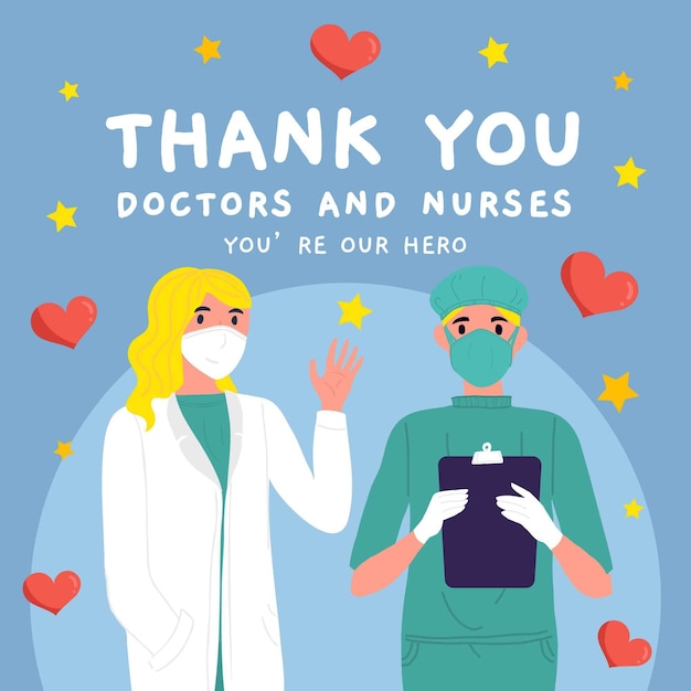 Thank you nurses and doctors illustration