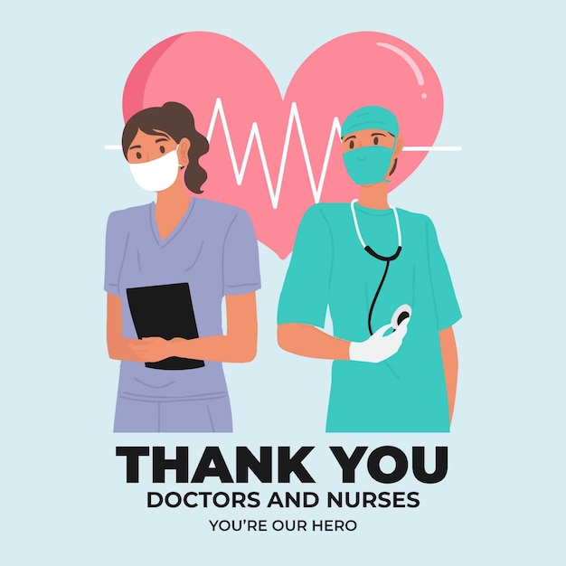 Thank you nurses and doctors message design