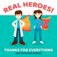 Free vector thank you nurses and doctors supportive message