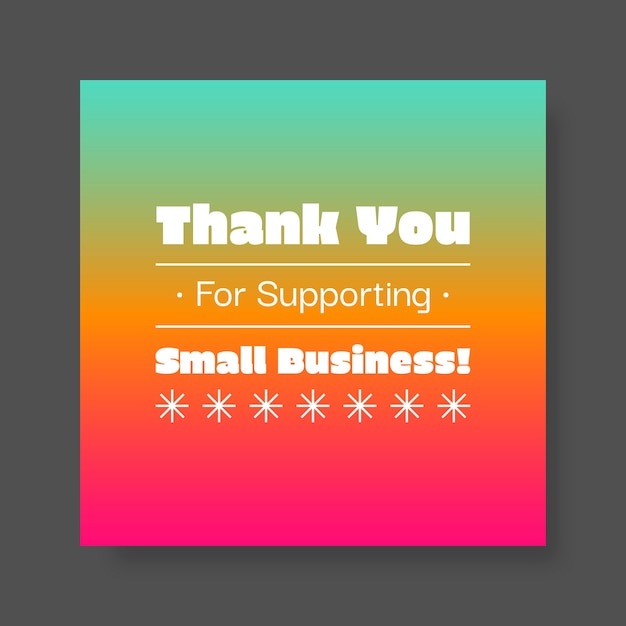 Free vector thank you for supporting small business instagram post