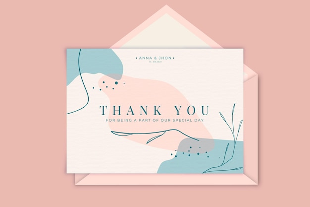 Бесплатное векторное изображение Спасибо шаблон свадебной открытки
