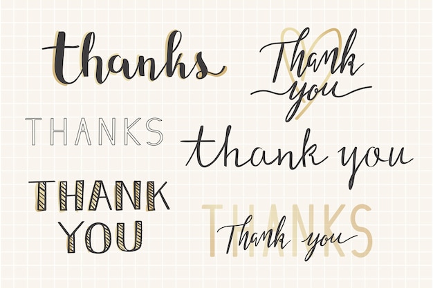 Thanks handwritten typography set