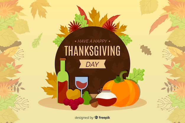 Free vector thanksgiving background in flat design