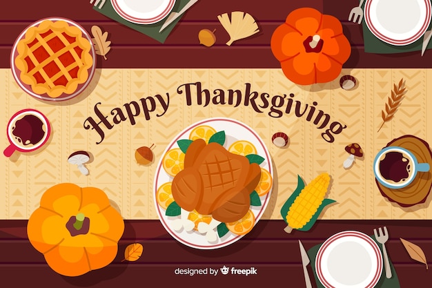 Free vector thanksgiving background in flat design