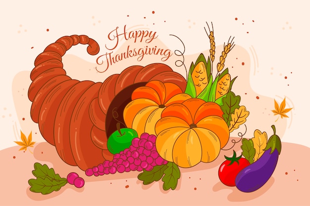 Free vector thanksgiving background hand drawn