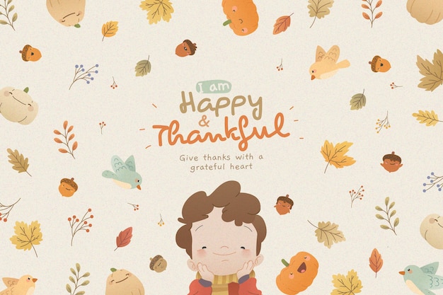 Free vector thanksgiving background with kid