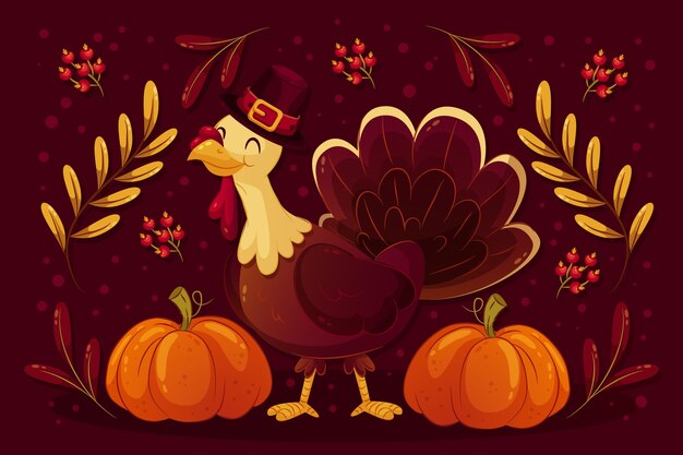 Thanksgiving background with smiley turkey