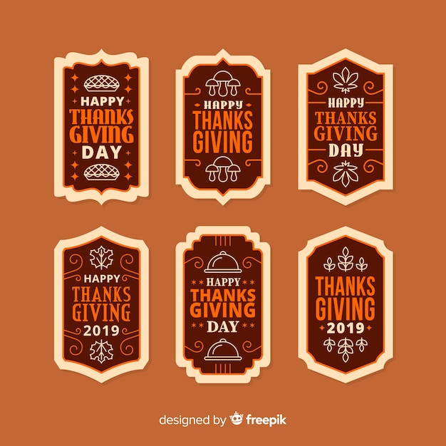 Thanksgiving badge collection in flat design