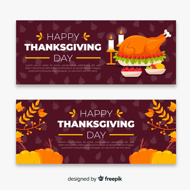 Thanksgiving banners in flat design