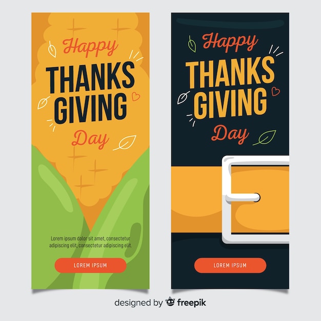 Free vector thanksgiving banners in flat design