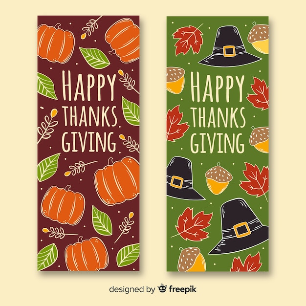 Thanksgiving banners hand-drawn concept