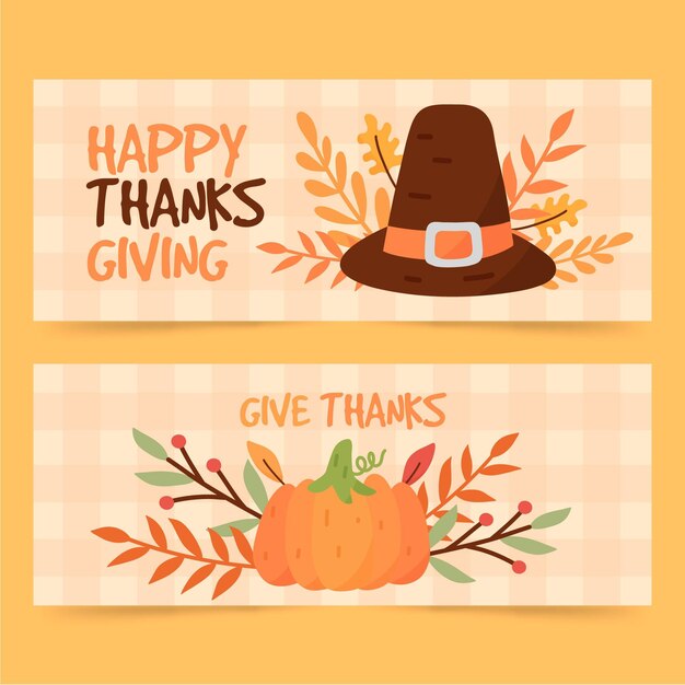 Thanksgiving banners hand drawn design