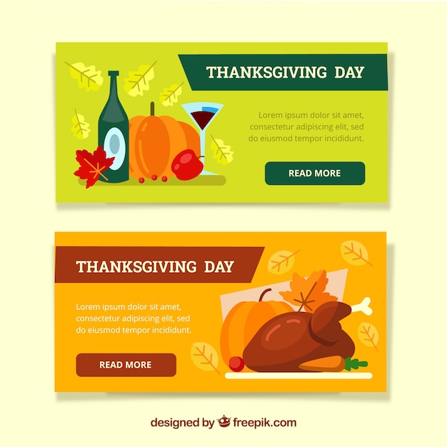 Free vector thanksgiving banners with colorful style