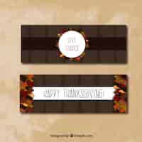 Free vector thanksgiving banners with leaves