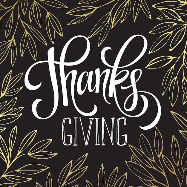 Free vector thanksgiving card with gold glittering lettering design