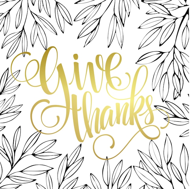 Free vector thanksgiving card with gold glittering lettering design