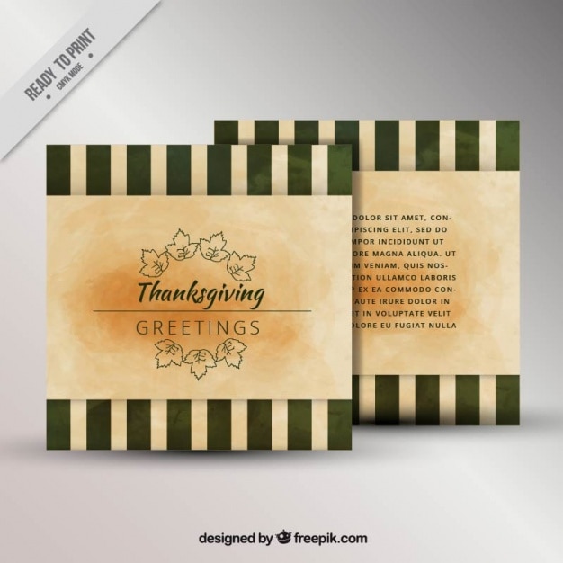 Free vector thanksgiving card with stripes in vintage style