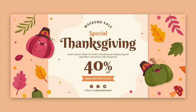 Free vector thanksgiving celebration horizontal banner template