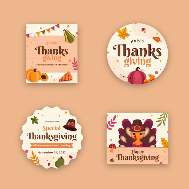 Free vector thanksgiving celebration labels collection