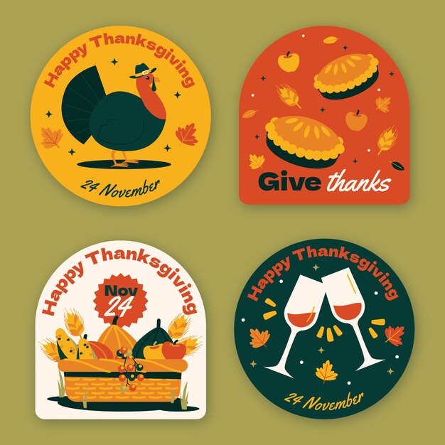 Thanksgiving celebration labels collection