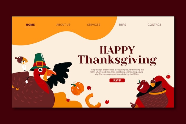 Free vector thanksgiving celebration landing page template