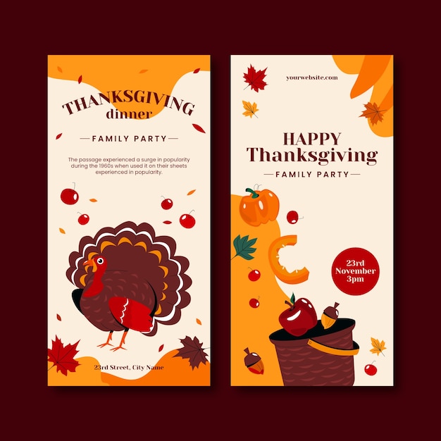 Thanksgiving celebration vertical banners set