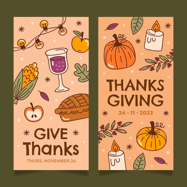 Free vector thanksgiving celebration vertical banners set