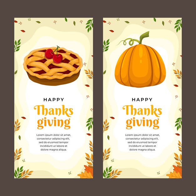 Free vector thanksgiving celebration vertical banners set