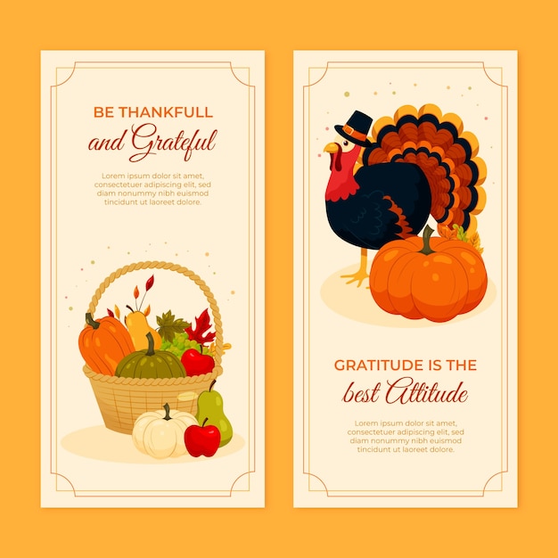 Free vector thanksgiving celebration vertical banners set