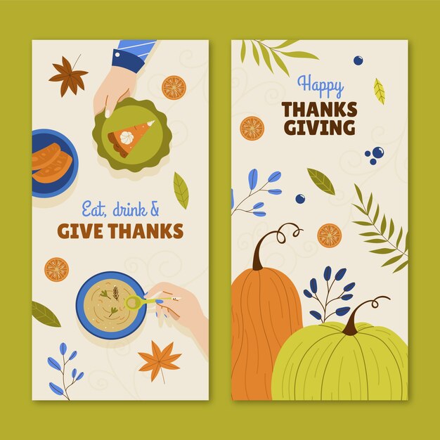 thanksgiving celebration vertical banners set