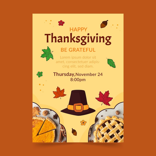 Free vector thanksgiving celebration vertical poster template