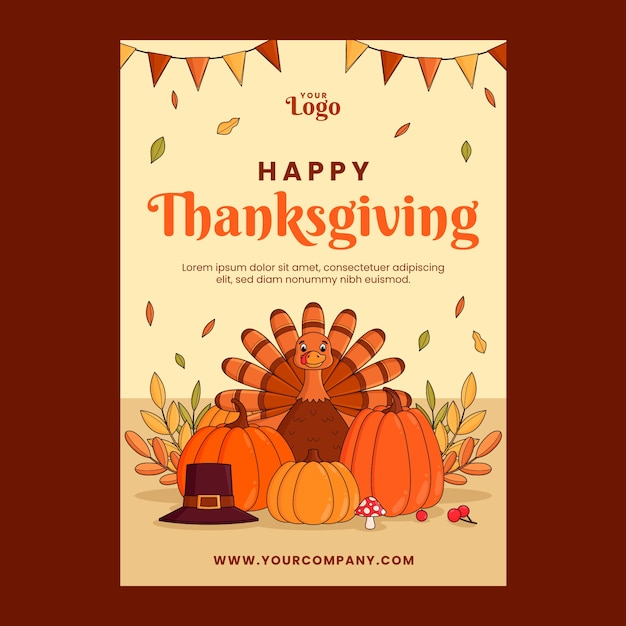 Thanksgiving celebration vertical poster template