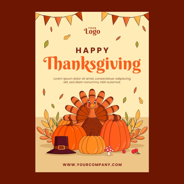 Free vector thanksgiving celebration vertical poster template