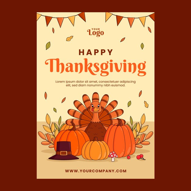 Thanksgiving celebration vertical poster template