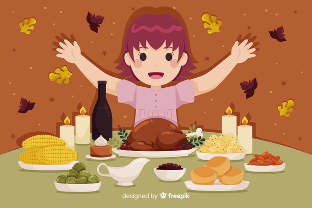 Free vector thanksgiving concept with flat design background