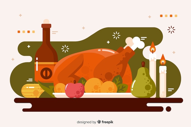 Thanksgiving concept with flat design background