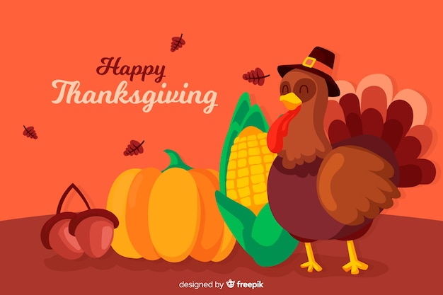 Free vector thanksgiving concept with flat design background