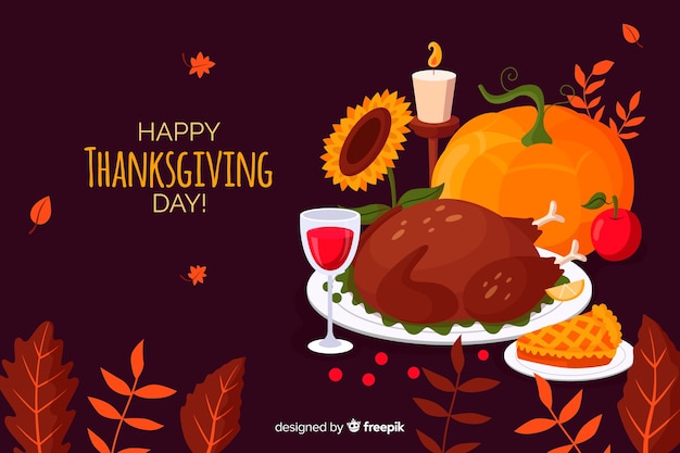 Thanksgiving concept with flat design background